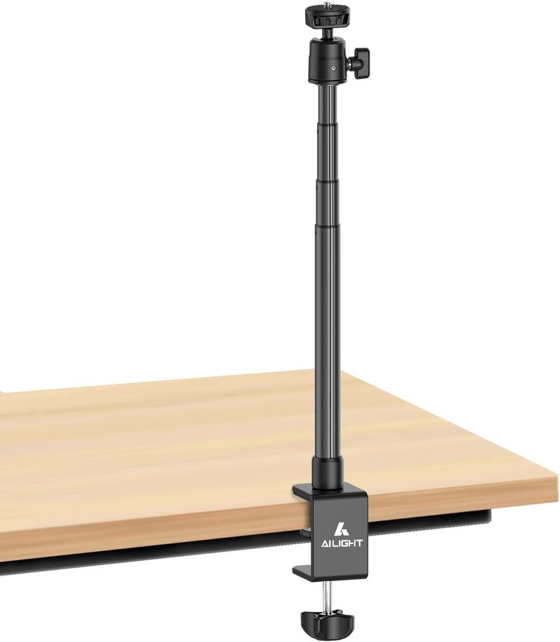 ailight Camera Desk Mount Webcam Stand, Adjustable Table Camera Stand with 1/4" Screw & C Clamp Overhead Tripod Webcam Mount for Logitech Obsbot insta360 Anker and Others - Image 1